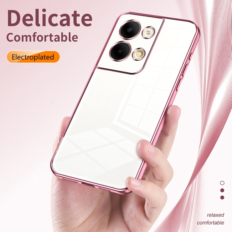 For OPPO Reno9 / Reno9 Pro Transparent Plating Fine Hole Phone Case(Pink) by buy2fix