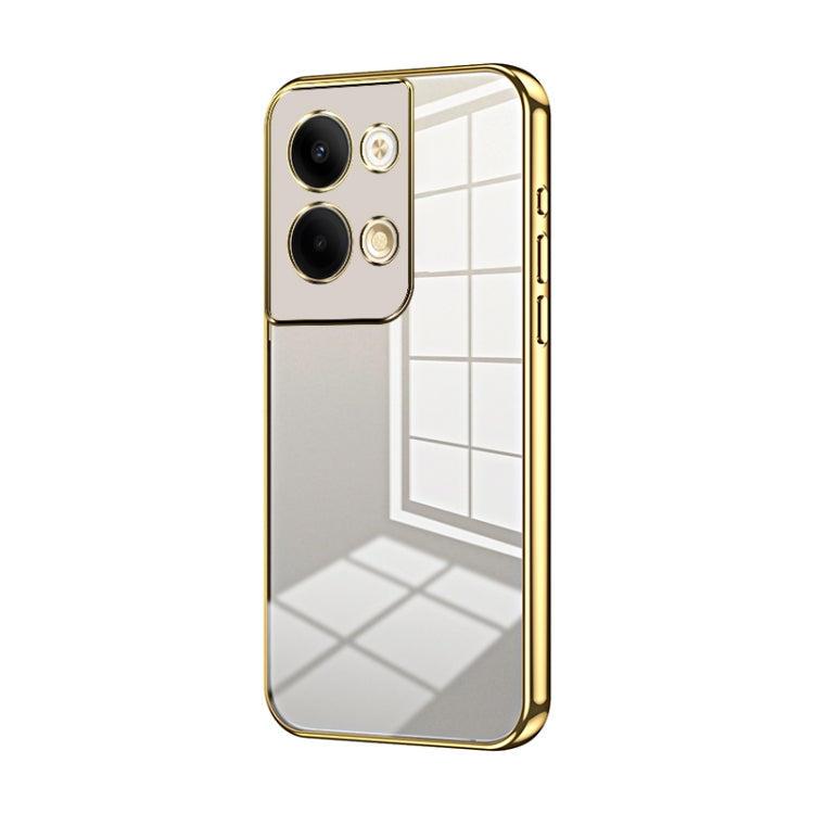 For OPPO Reno9 / Reno9 Pro Transparent Plating Fine Hole Phone Case(Gold) by buy2fix