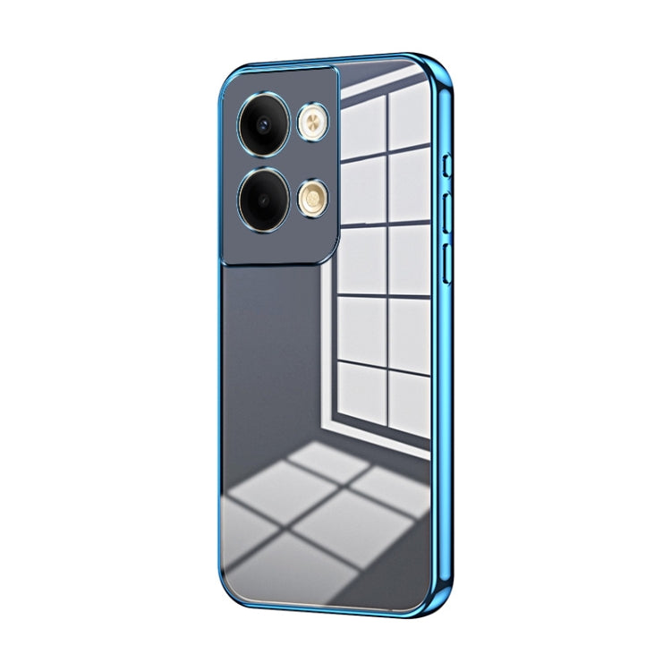 For OPPO Reno9 / Reno9 Pro Transparent Plating Fine Hole Phone Case(Blue) by buy2fix