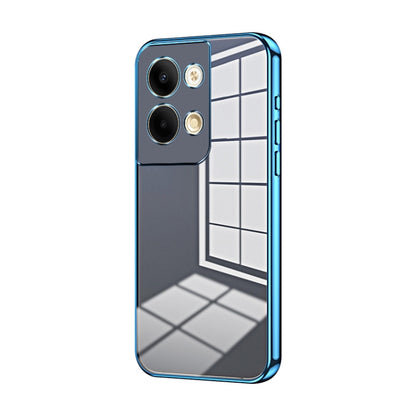 For OPPO Reno9 / Reno9 Pro Transparent Plating Fine Hole Phone Case(Blue) by buy2fix