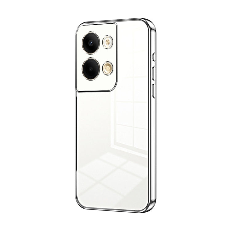For OPPO Reno9 / Reno9 Pro Transparent Plating Fine Hole Phone Case(Silver) by buy2fix