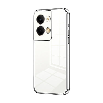 For OPPO Reno9 / Reno9 Pro Transparent Plating Fine Hole Phone Case(Silver) by buy2fix