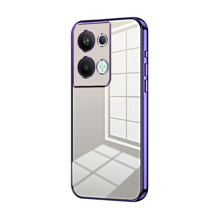 For OPPO Reno9 Pro+ Transparent Plating Fine Hole Phone Case(Purple) by buy2fix