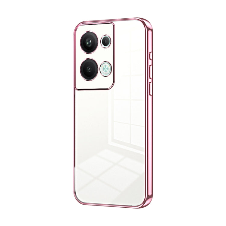 For OPPO Reno9 Pro+ Transparent Plating Fine Hole Phone Case(Pink) by buy2fix