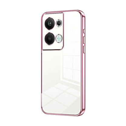 For OPPO Reno9 Pro+ Transparent Plating Fine Hole Phone Case(Pink) by buy2fix