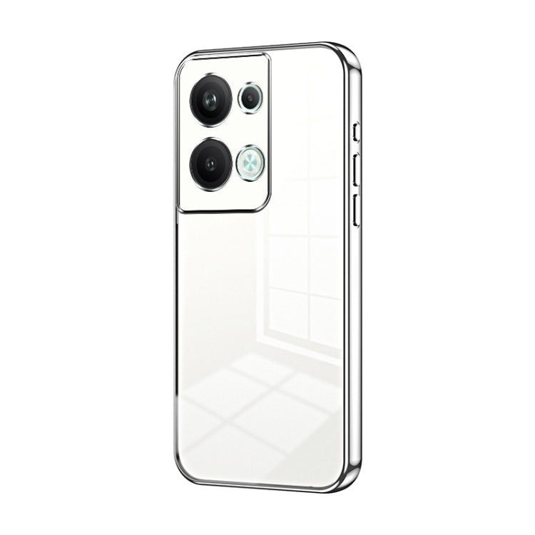 For OPPO Reno9 Pro+ Transparent Plating Fine Hole Phone Case(Silver) by buy2fix