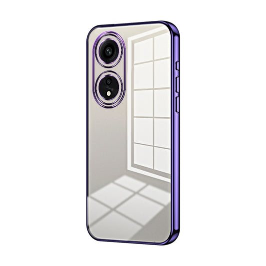 For OPPO A1 Pro Transparent Plating Fine Hole Phone Case(Purple) by buy2fix