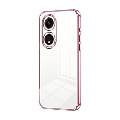 For OPPO A1 Pro Transparent Plating Fine Hole Phone Case(Pink) by buy2fix