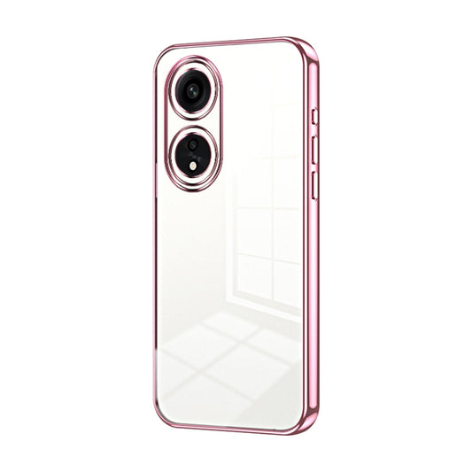 For OPPO A1 Pro Transparent Plating Fine Hole Phone Case(Pink) by buy2fix