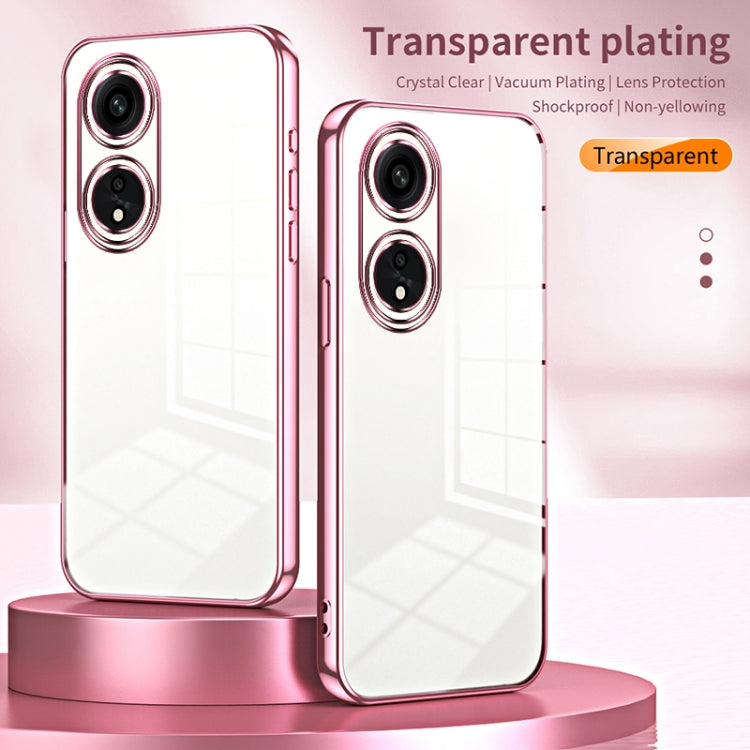 For OPPO A1 Pro Transparent Plating Fine Hole Phone Case(Pink) by buy2fix