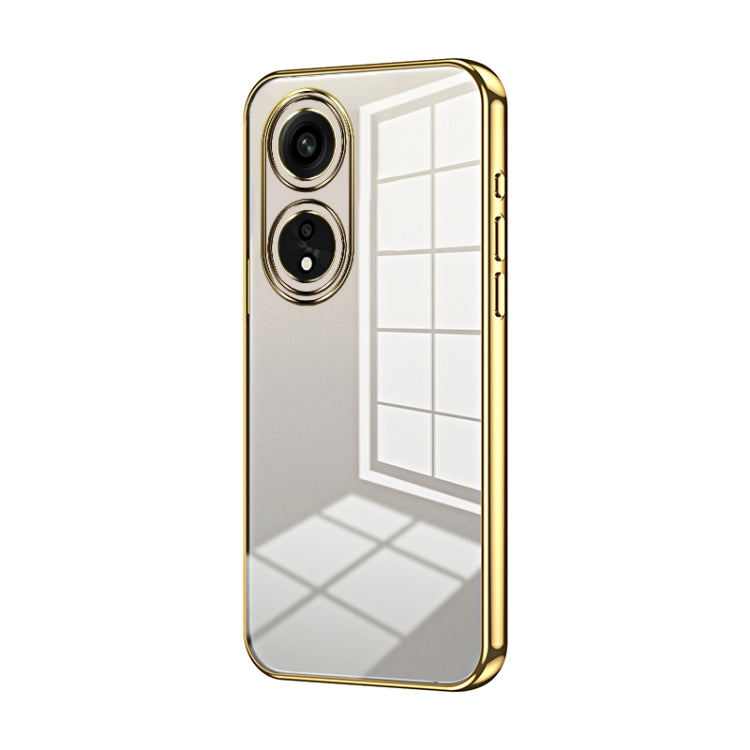 For OPPO A1 Pro Transparent Plating Fine Hole Phone Case(Gold) by buy2fix
