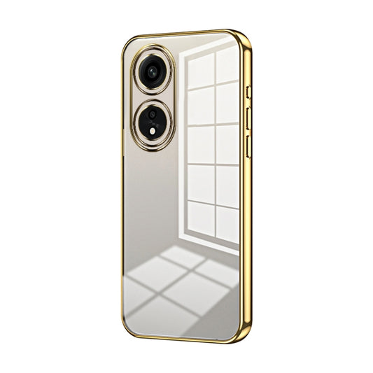 For OPPO A1 Pro Transparent Plating Fine Hole Phone Case(Gold) by buy2fix