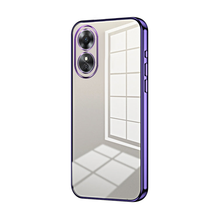 For OPPO A17 / A17K Transparent Plating Fine Hole Phone Case(Purple) by buy2fix