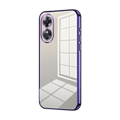 For OPPO A17 / A17K Transparent Plating Fine Hole Phone Case(Purple) by buy2fix