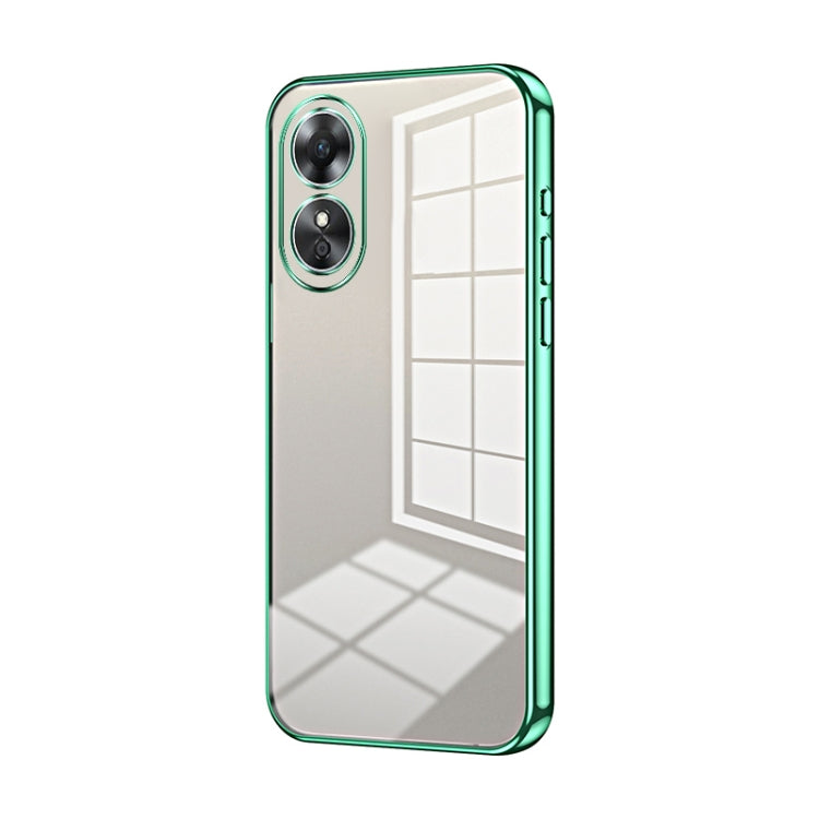 For OPPO A17 / A17K Transparent Plating Fine Hole Phone Case(Green) by buy2fix