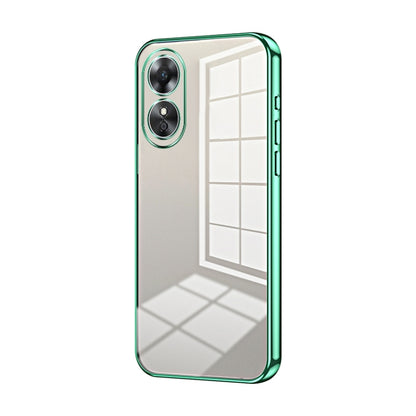For OPPO A17 / A17K Transparent Plating Fine Hole Phone Case(Green) by buy2fix