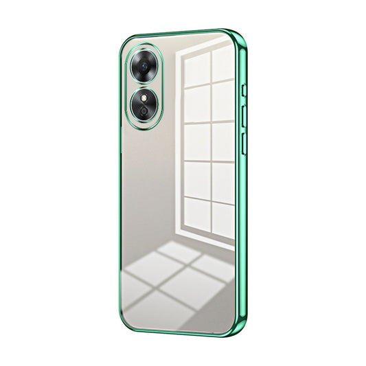 For OPPO A17 / A17K Transparent Plating Fine Hole Phone Case(Green) by buy2fix
