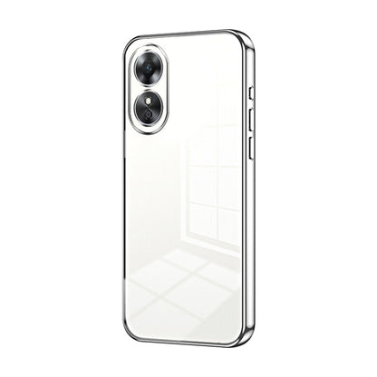 For OPPO A17 / A17K Transparent Plating Fine Hole Phone Case(Silver) by buy2fix