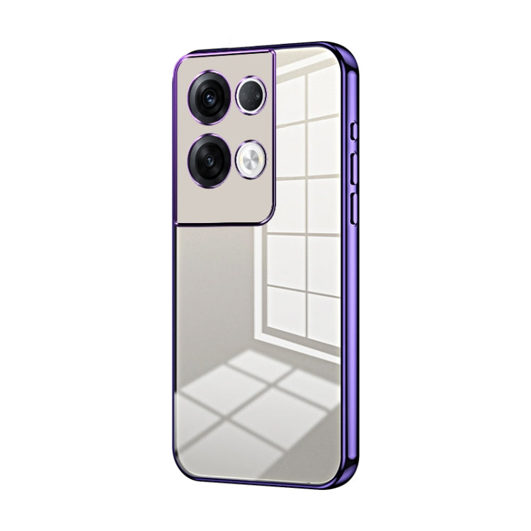 For OPPO Reno8 Pro+ Transparent Plating Fine Hole Phone Case(Purple) by buy2fix