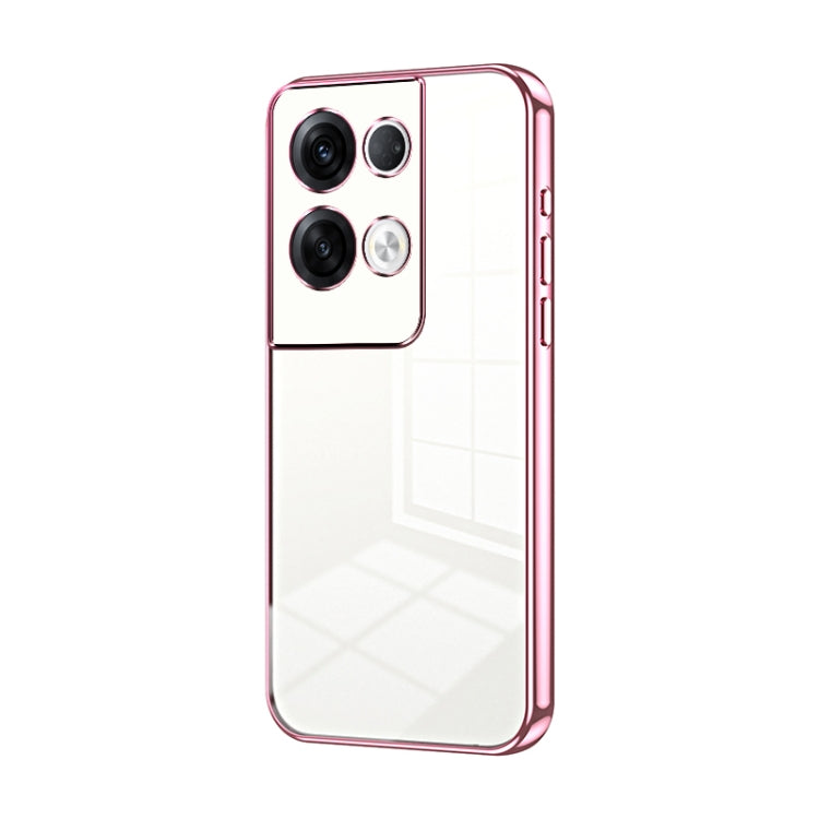 For OPPO Reno8 Pro+ Transparent Plating Fine Hole Phone Case(Pink) by buy2fix