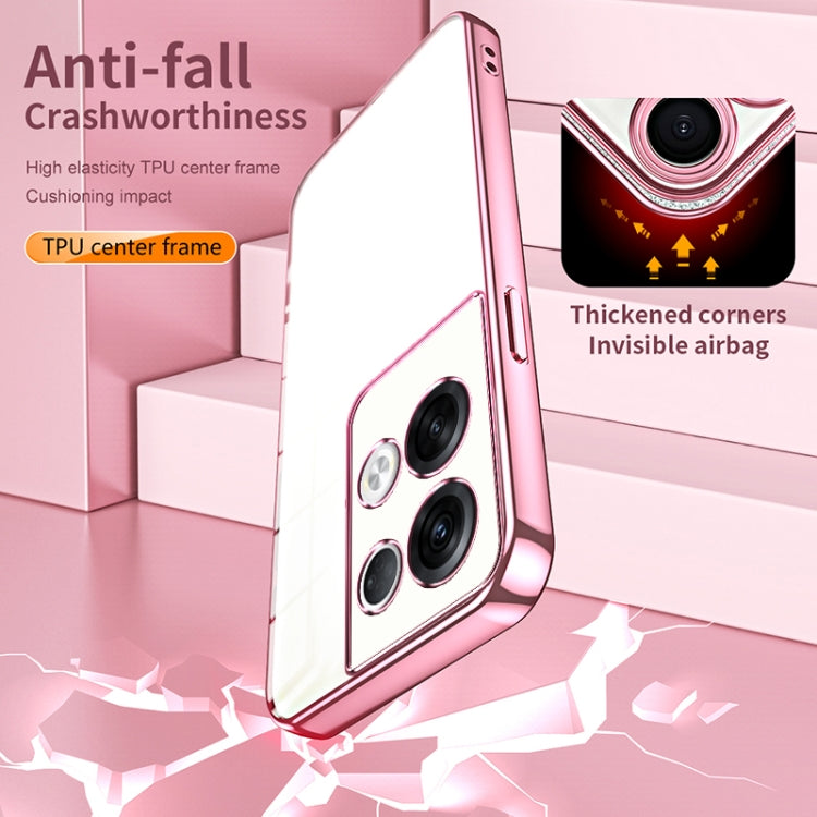 For OPPO Reno8 Pro+ Transparent Plating Fine Hole Phone Case(Pink) by buy2fix