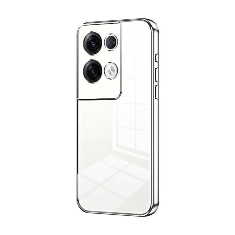 For OPPO Reno8 Pro+ Transparent Plating Fine Hole Phone Case(Silver) by buy2fix
