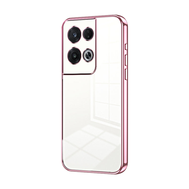 For OPPO Reno8 Pro Transparent Plating Fine Hole Phone Case(Pink) by buy2fix