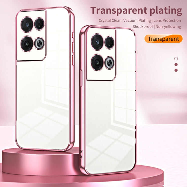 For OPPO Reno8 Pro Transparent Plating Fine Hole Phone Case(Pink) by buy2fix