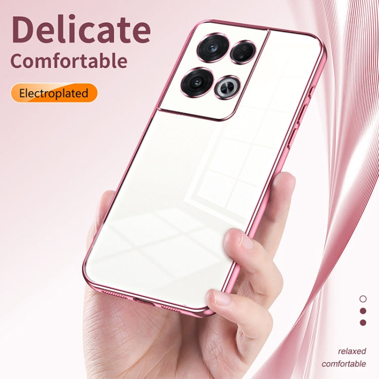 For OPPO Reno8 Pro Transparent Plating Fine Hole Phone Case(Transparent) by buy2fix