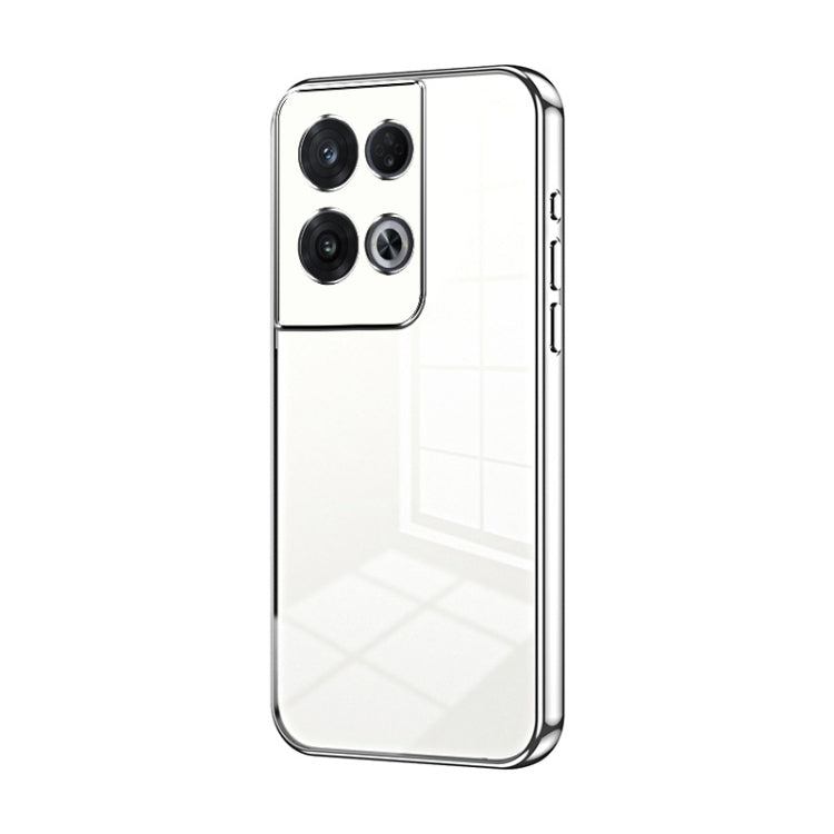 For OPPO Reno8 Pro Transparent Plating Fine Hole Phone Case(Silver) by buy2fix