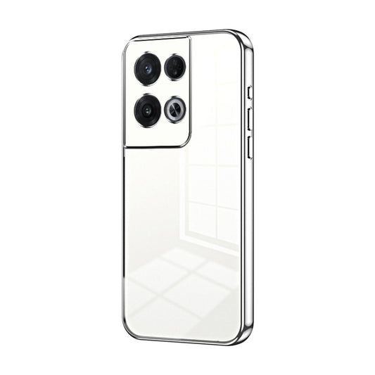 For OPPO Reno8 Pro Transparent Plating Fine Hole Phone Case(Silver) by buy2fix