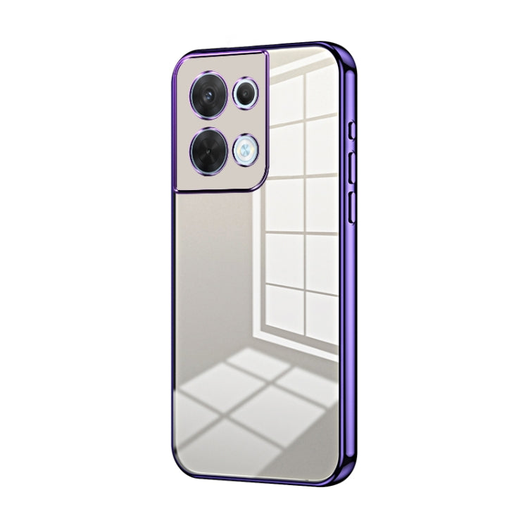 For OPPO Reno8 Transparent Plating Fine Hole Phone Case(Purple) by buy2fix