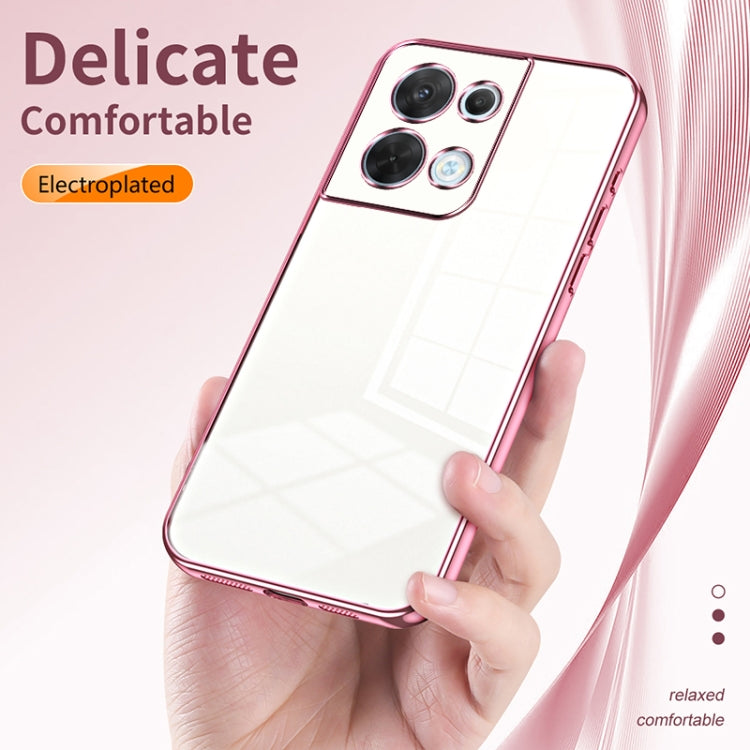 For OPPO Reno8 Transparent Plating Fine Hole Phone Case(Pink) by buy2fix