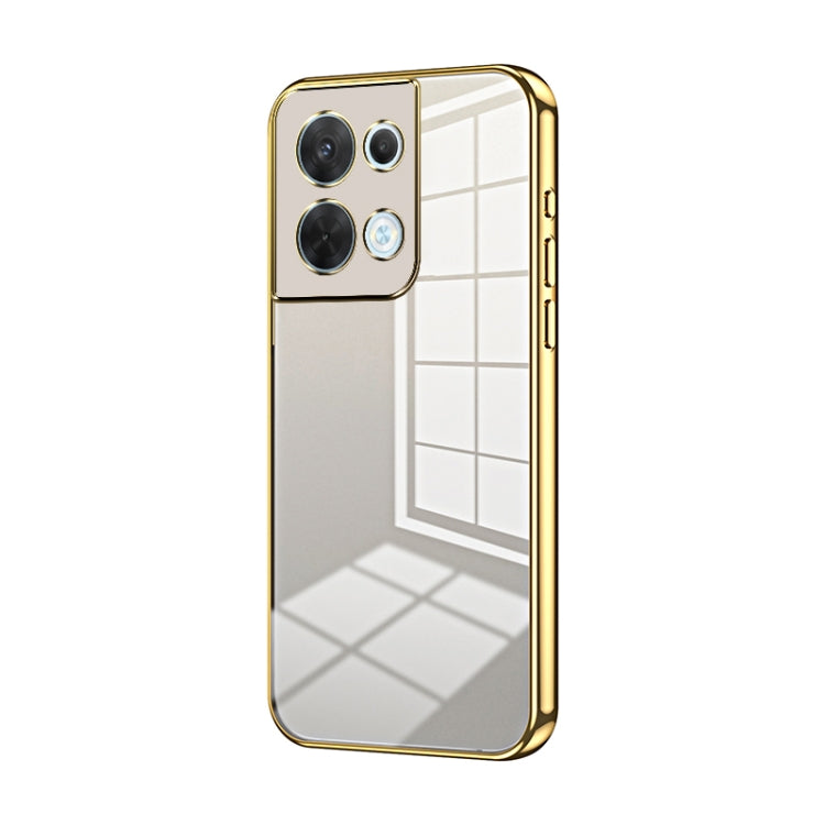 For OPPO Reno8 Transparent Plating Fine Hole Phone Case(Gold) by buy2fix