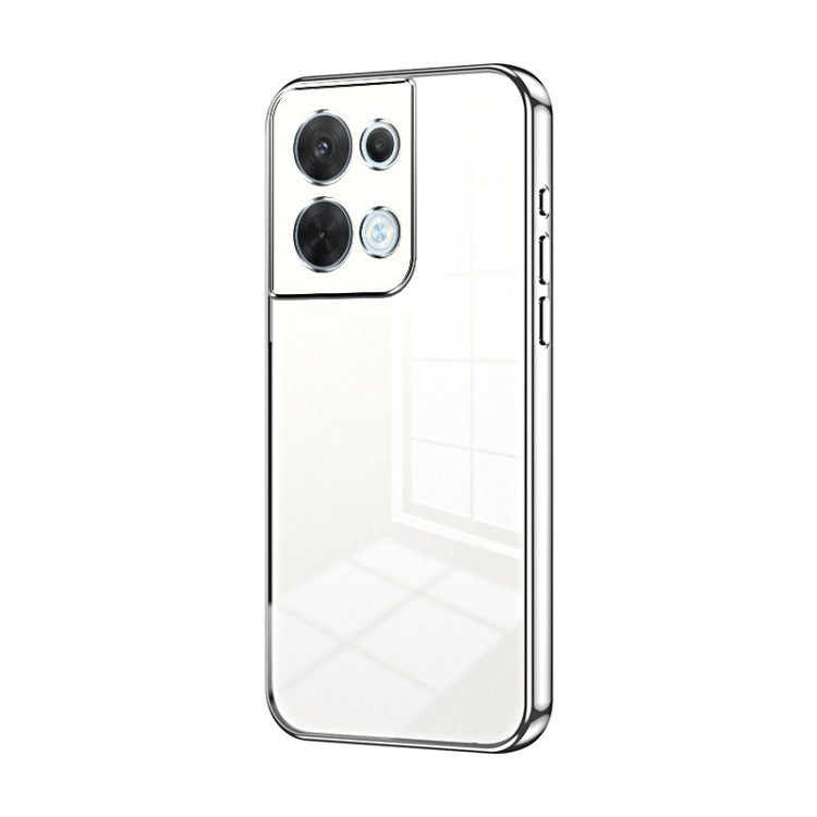 For OPPO Reno8 Transparent Plating Fine Hole Phone Case(Silver) by buy2fix