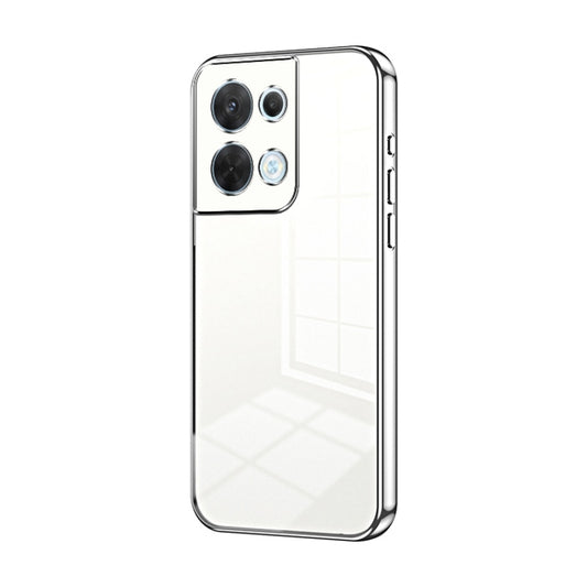 For OPPO Reno8 Transparent Plating Fine Hole Phone Case(Silver) by buy2fix