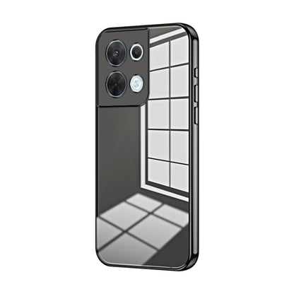 For OPPO Reno8 Transparent Plating Fine Hole Phone Case(Black) by buy2fix