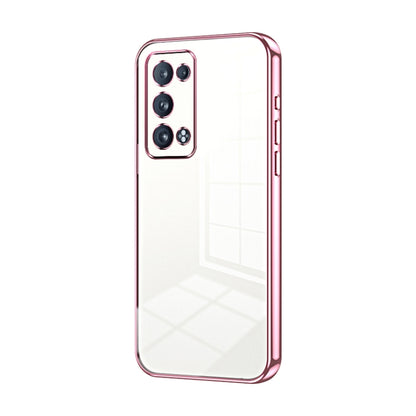 For OPPO Reno6 Pro+ Transparent Plating Fine Hole Phone Case(Pink) by buy2fix