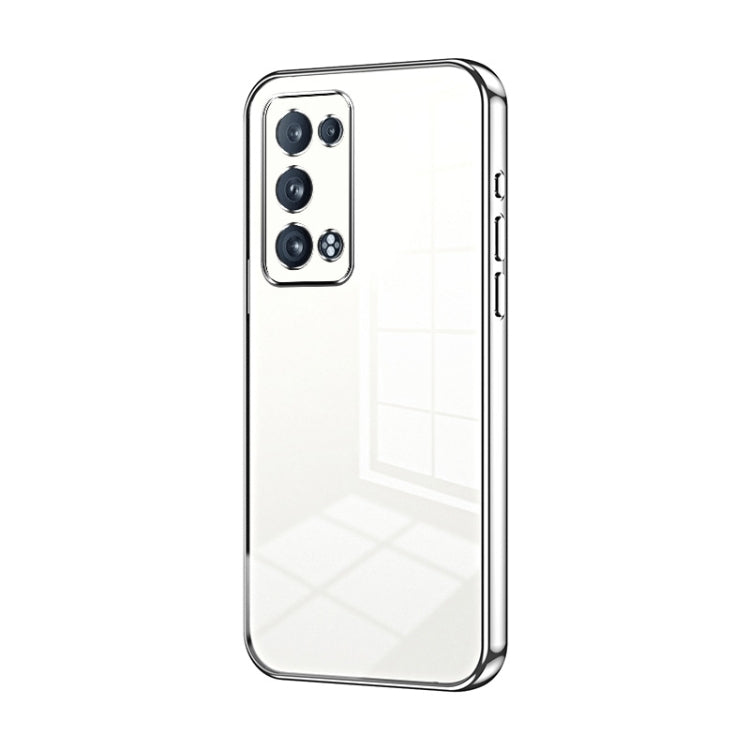 For OPPO Reno6 Pro+ Transparent Plating Fine Hole Phone Case(Silver) by buy2fix