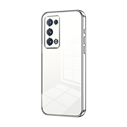 For OPPO Reno6 Pro+ Transparent Plating Fine Hole Phone Case(Silver) by buy2fix