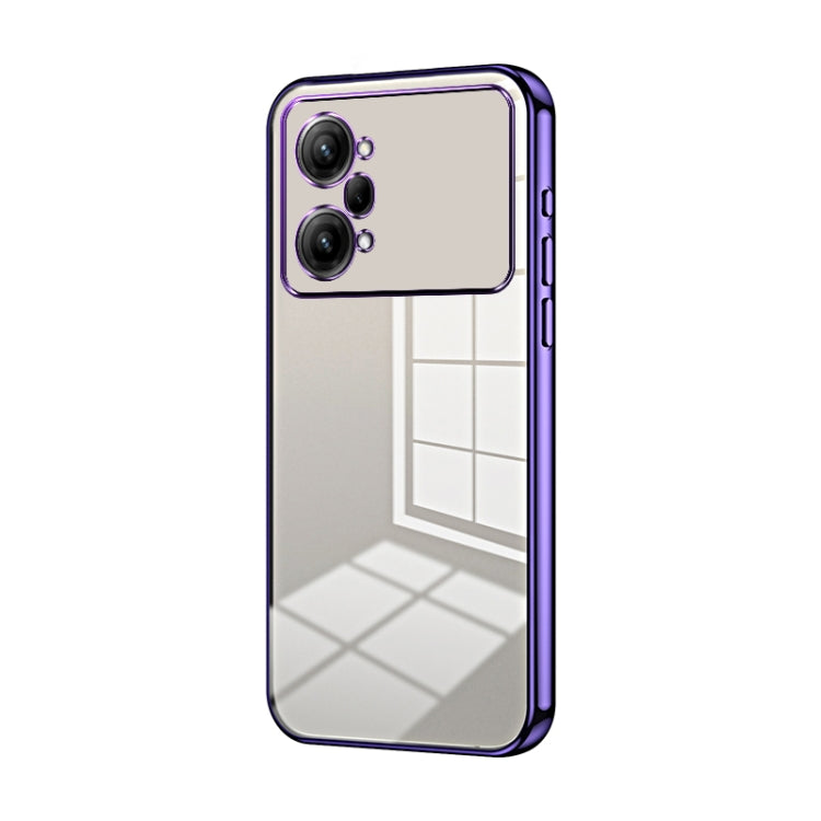 For OPPO K10 Pro Transparent Plating Fine Hole Phone Case(Purple) by buy2fix