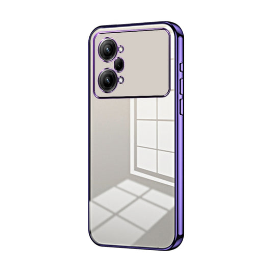 For OPPO K10 Pro Transparent Plating Fine Hole Phone Case(Purple) by buy2fix