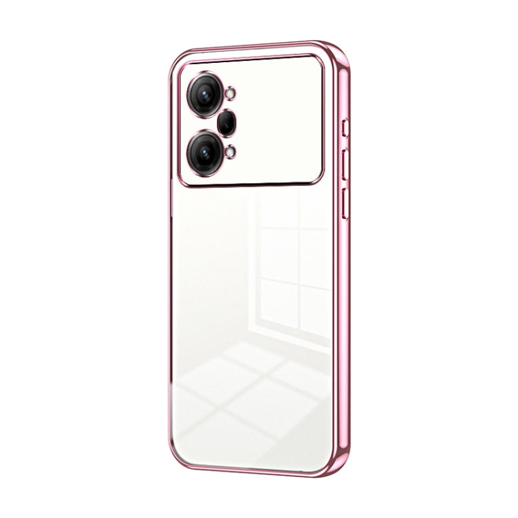 For OPPO K10 Pro Transparent Plating Fine Hole Phone Case(Pink) by buy2fix