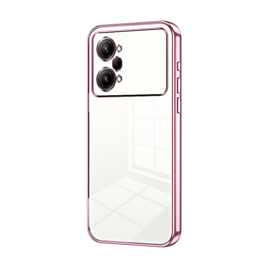 For OPPO K10 Pro Transparent Plating Fine Hole Phone Case(Pink) by buy2fix