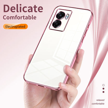 For OPPO A57 5G Transparent Plating Fine Hole Phone Case(Purple) by buy2fix