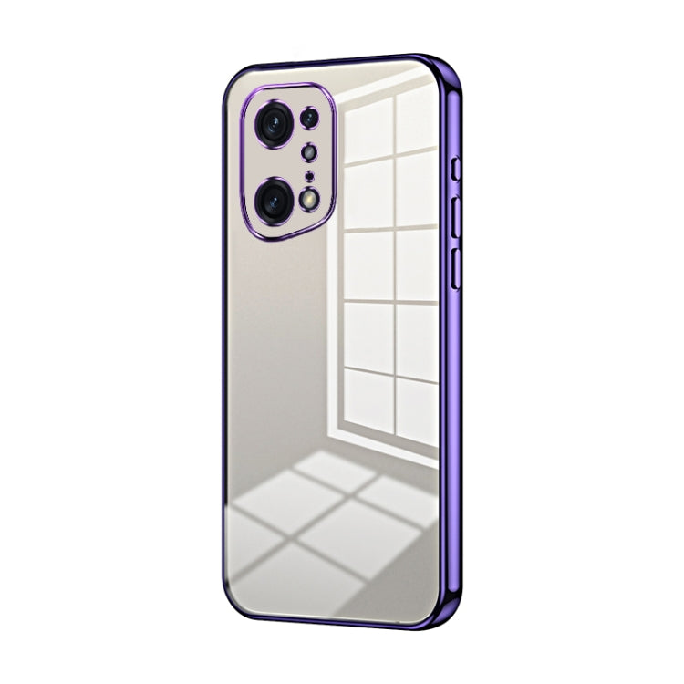 For OPPO Find X5 Pro Transparent Plating Fine Hole Phone Case(Purple) by buy2fix