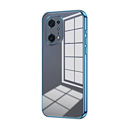 For OPPO Find X5 Pro Transparent Plating Fine Hole Phone Case(Blue) by buy2fix
