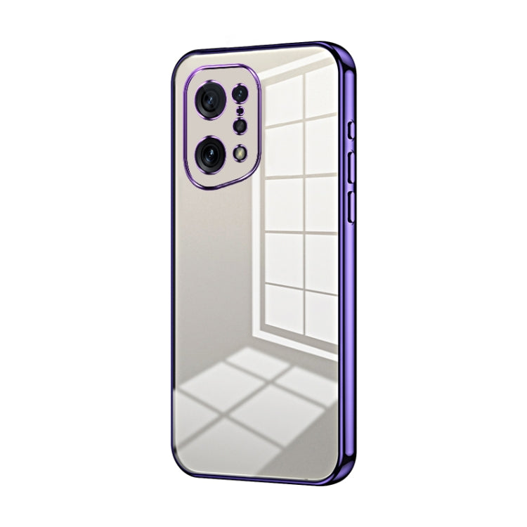 For OPPO Find X5 Transparent Plating Fine Hole Phone Case(Purple) by buy2fix