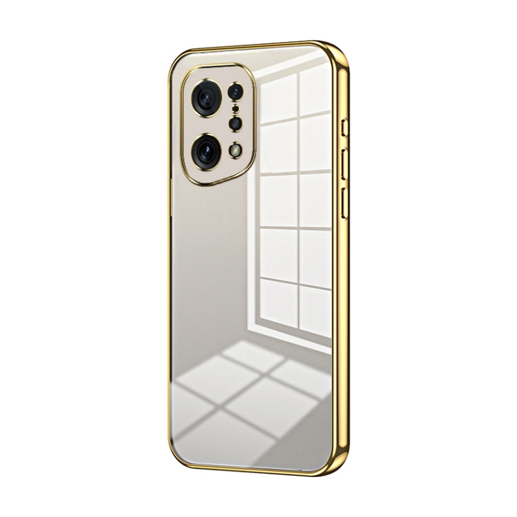 For OPPO Find X5 Transparent Plating Fine Hole Phone Case(Gold) by buy2fix