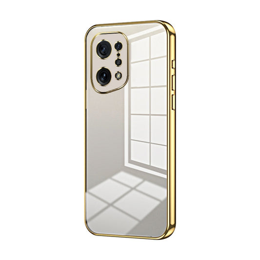 For OPPO Find X5 Transparent Plating Fine Hole Phone Case(Gold) by buy2fix